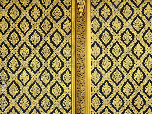 Golden and black thai painting door