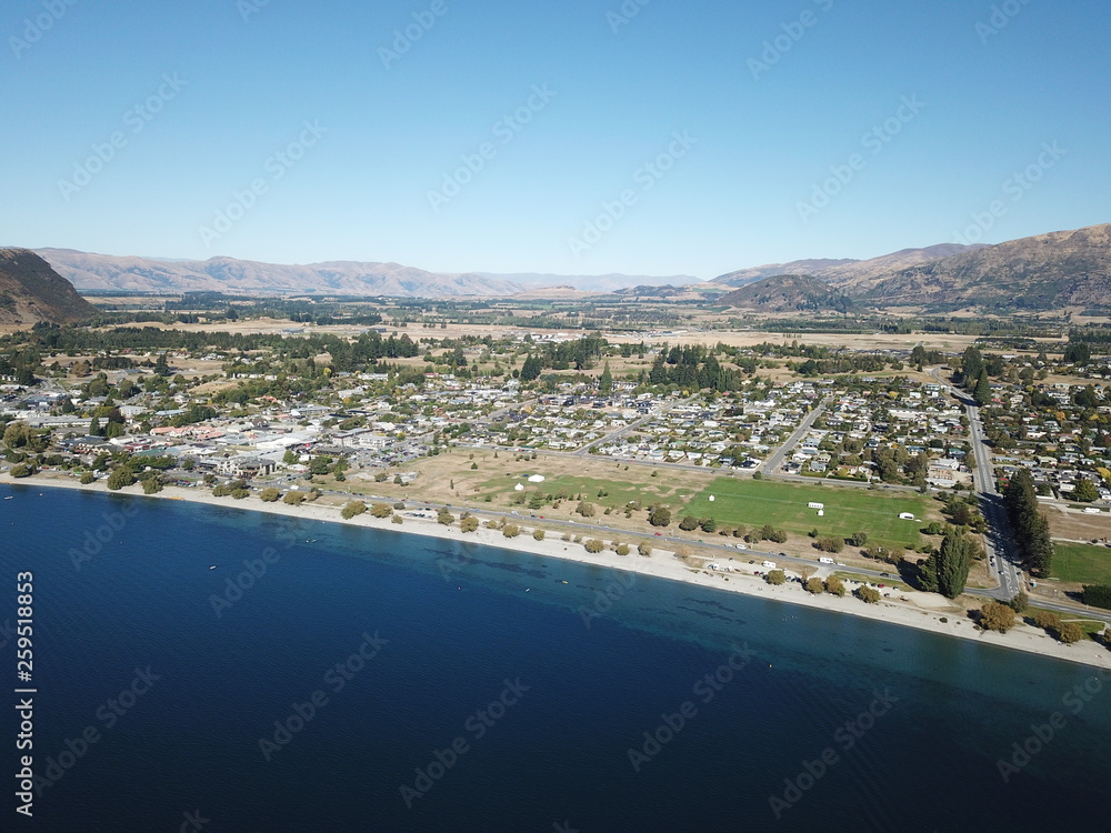 Wanaka aerial views, Otago, South Island, New Zealand