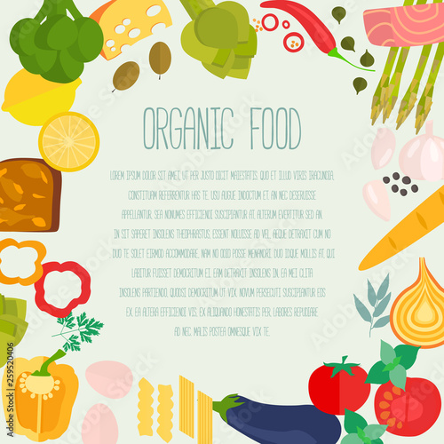 Frame of flat designed food with copyspace.