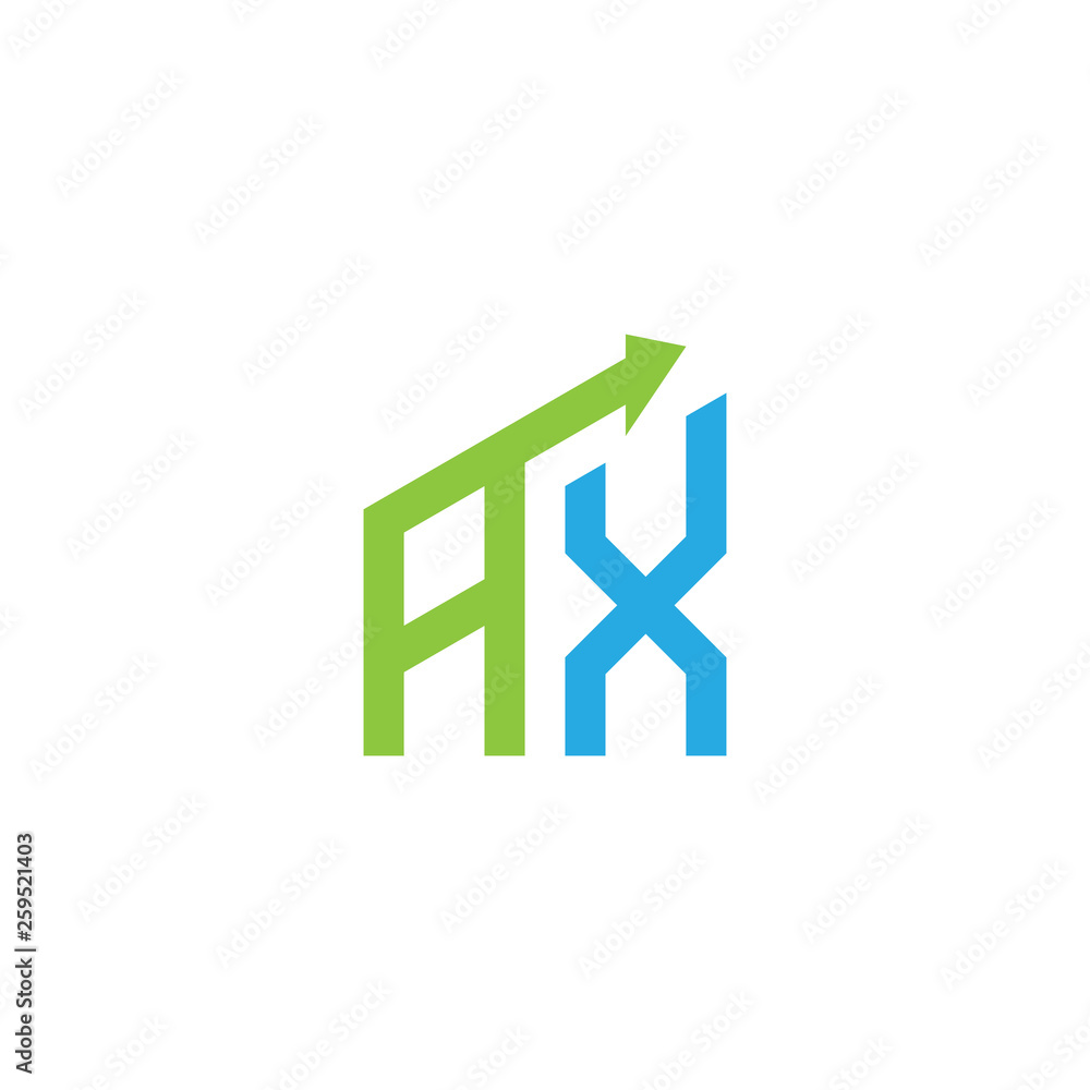 initial letter AX logo with growing arrows initial letter AX logo with growing arrows