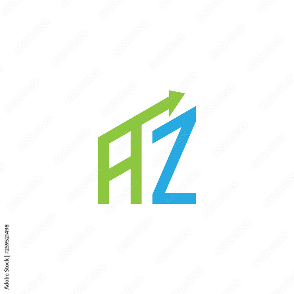 initial letter AZ logo with growing arrows initial letter AZ logo with growing arrows