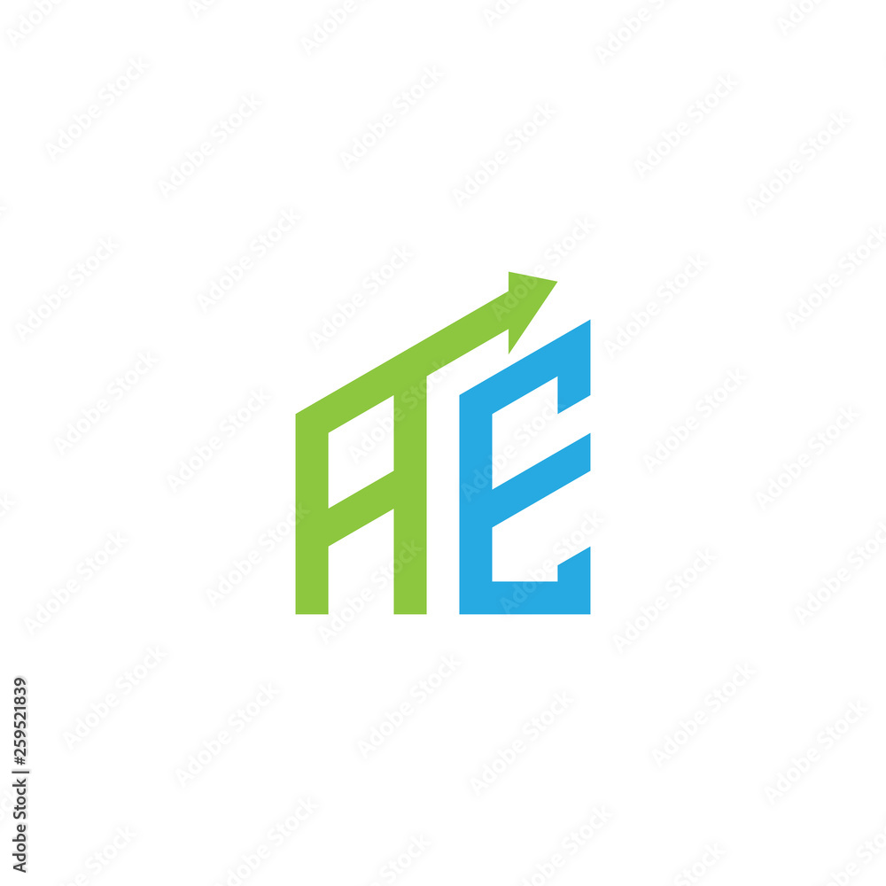 initial letter AE logo with growing arrows initial letter AE logo with growing arrows