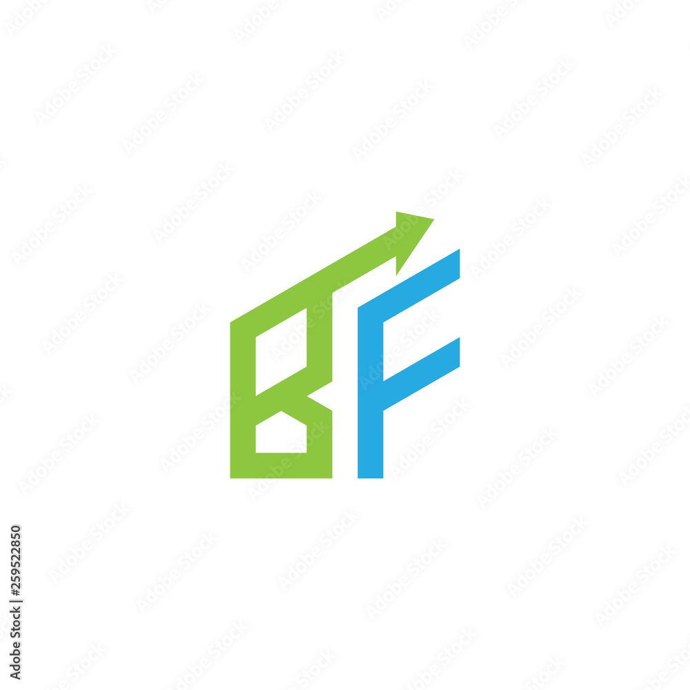 initial letter BF logo with growing arrows initial letter BF logo with growing arrows