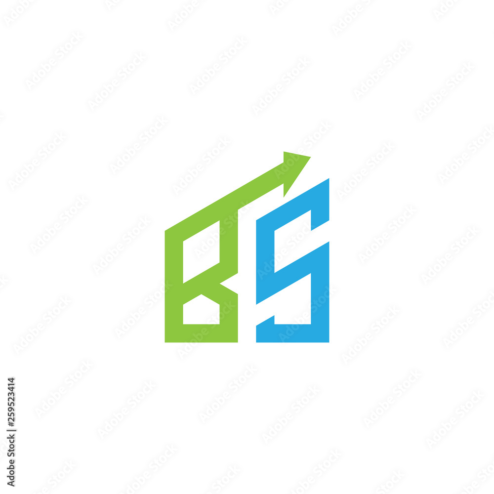 initial letter BS logo with growing arrows