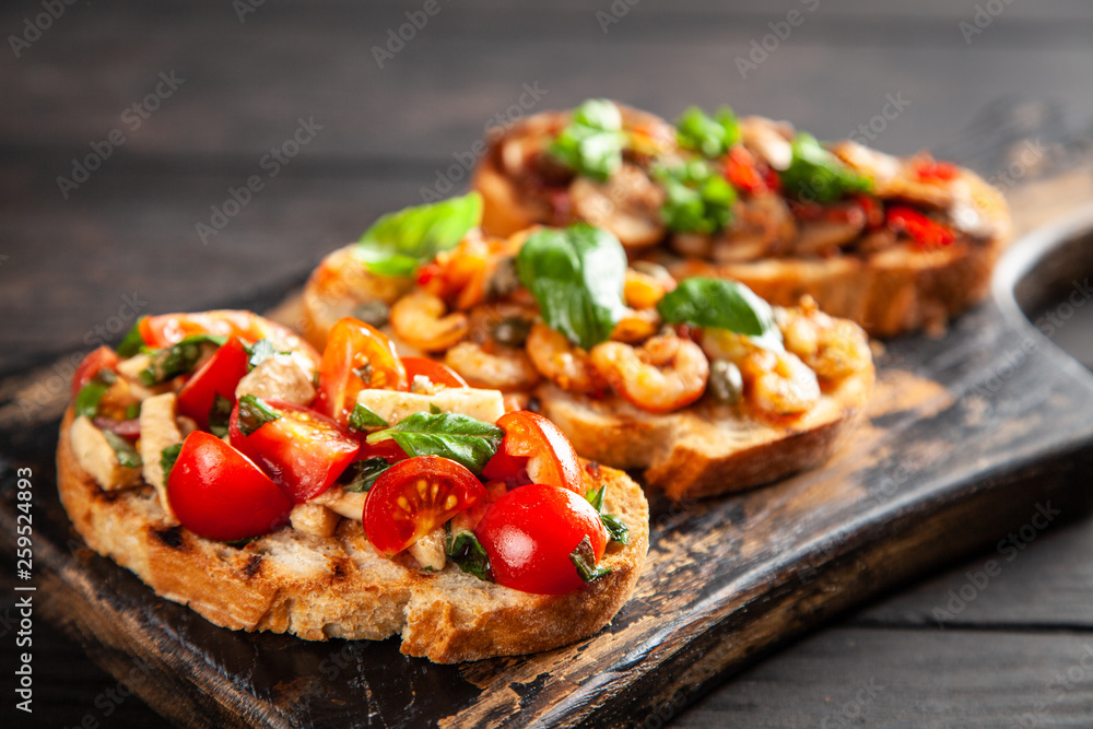 Traditional Italian bruschettas