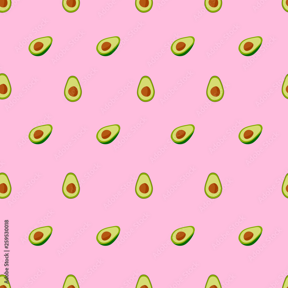 Seamless pattern with avocado on a pink background Seamless pattern with avocado on a pink background