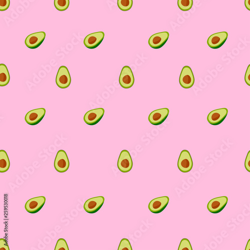 Seamless pattern with avocado on a pink background