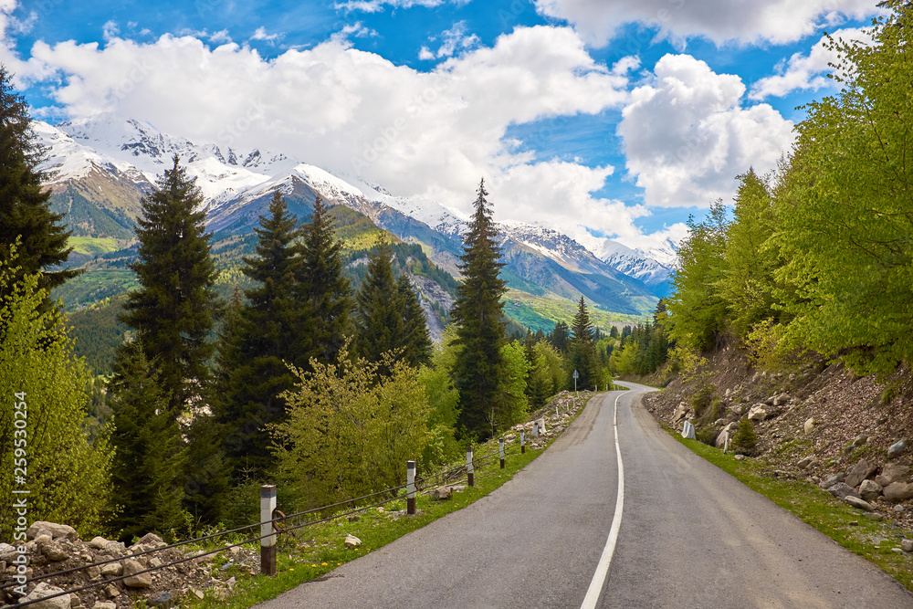 Empty road in the mountains of Svaneti