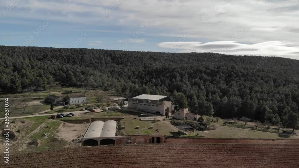 aerial view with drone of a wine cellar aerial view with drone of a wine cellar