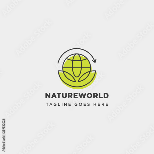 leaf planet nature simple logo template vector illustration icon element