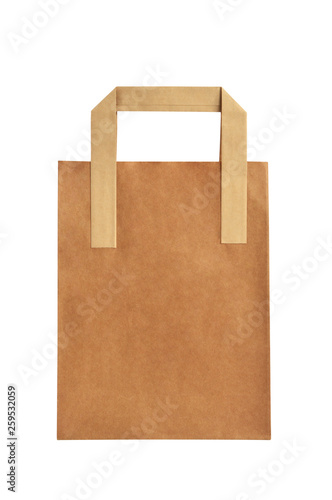 Brown paper bag isolated on white background