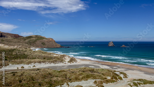 The spectacular coastline at Sandfly Bay