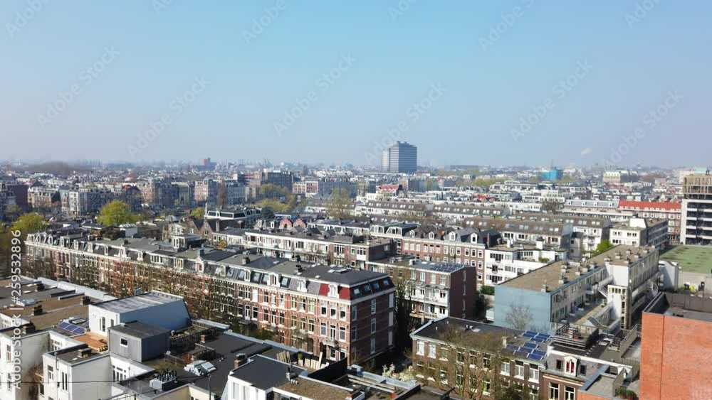 High view over the skyline of Amsterdam in the Netherlands High view over the skyline of Amsterdam in the Netherlands