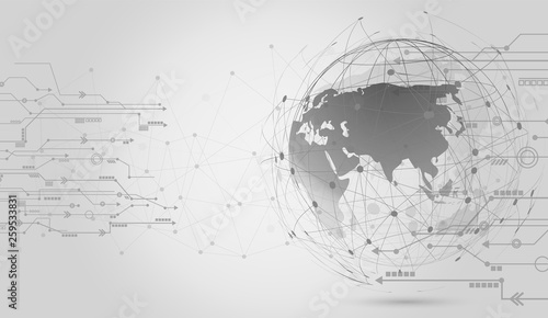 Concept Digital Network Connections, Technology Background with Earth