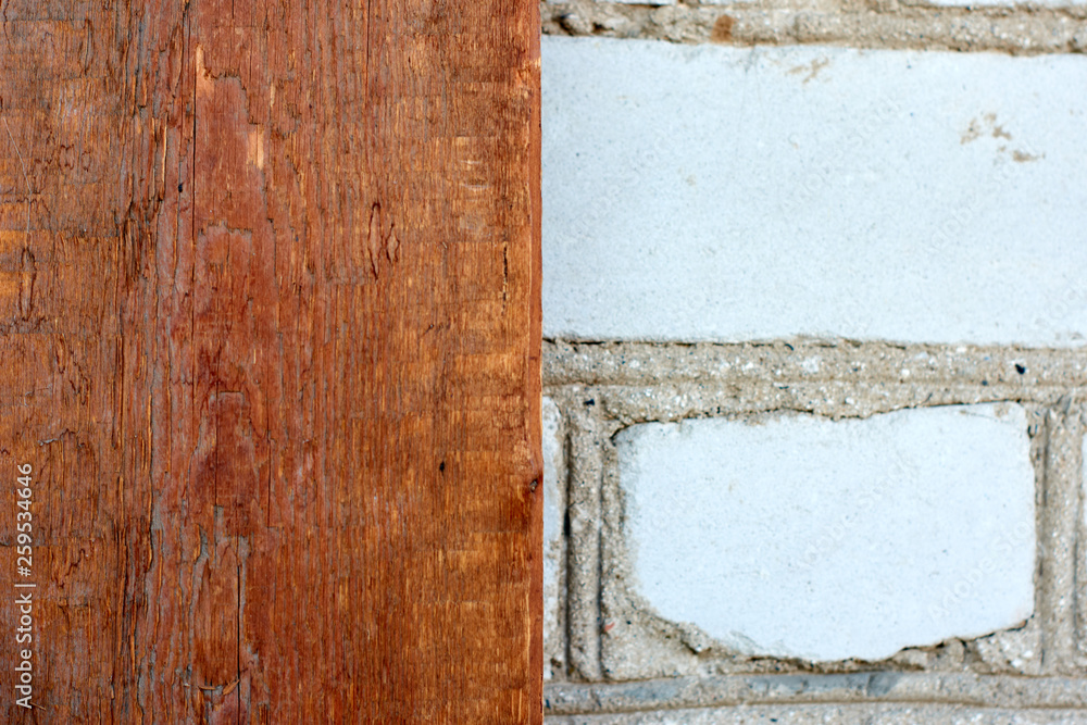 brick wall and wood panel brick wall and wood panel