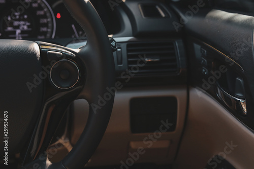 blank command control button on steering wheel of modern vehicle car © sutichak