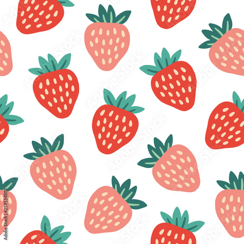 Seamless pattern with hand drawn abstract strawberry