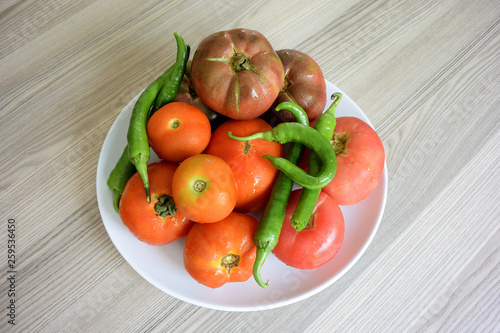 Fresh organic vegetables in plate