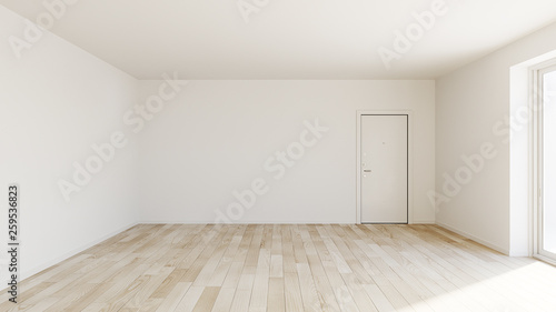 Wallpaper Mural Rendering interno parete bianca parquet rovere porta ingresso Torontodigital.ca