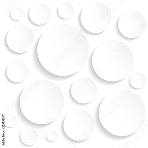 White paper circle with shadows on white background. Vector illustration