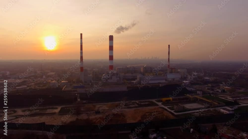 Aerial View of a City Suffering From Air Pollution Comming from a Power Plant Chimney Emitting Smoke Aerial View of a City Suffering From Air Pollution Comming from a Power Plant Chimney Emitting Smoke