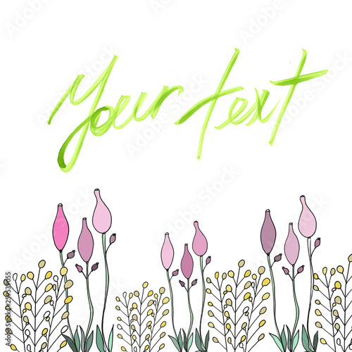 floral arrangement color  framed with space for text