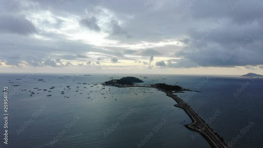 Aerial view of Amador Causeway and Islands in Panama City Aerial view of Amador Causeway and Islands in Panama City