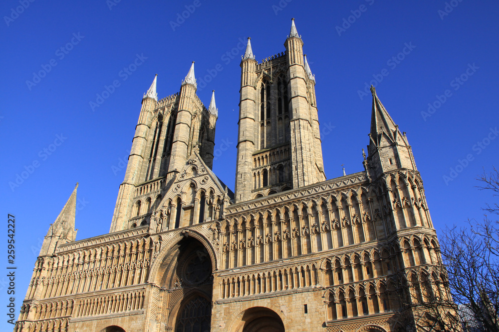Lincoln cathedral against a clear blue sky