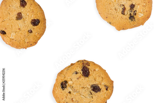Cookies on white background. Biten biscuit. Copy text space .