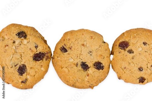 Cookies on white background. Copy space.