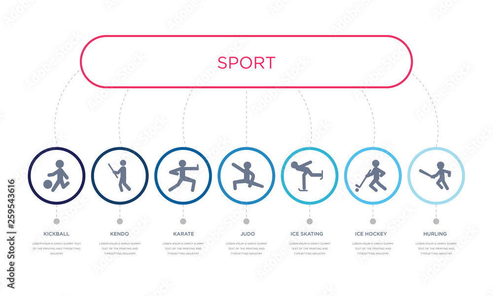 simple illustration set of 7 vector blue icons such as hurling, ice