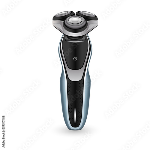 Man electric shaver icon. Realistic illustration of man electric shaver vector icon for web design isolated on white background