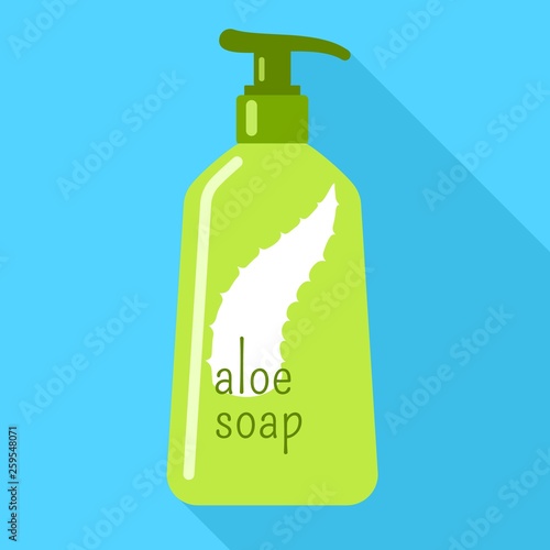 Aloe dispenser soap icon. Flat illustration of aloe dispenser soap vector icon for web design