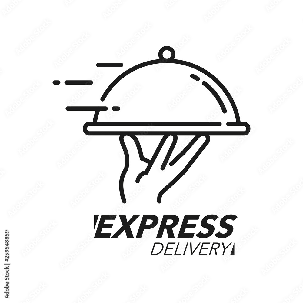 Fototapeta premium Express delivery icon concept. Hand holding the dish icon for service, order, fast, free and worldwide shipping.