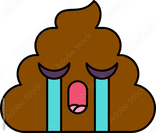Crying, teary turd emoji vector illustration