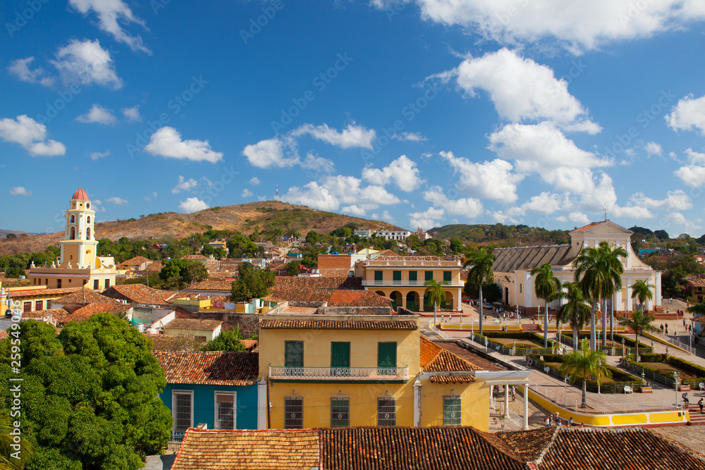 View from roof on the street in Trinidad, Cuba