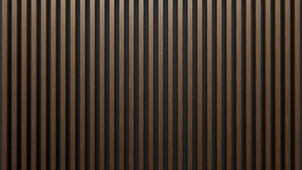 Elegant background of wooden slats over dark wall. Mahogany sheets.