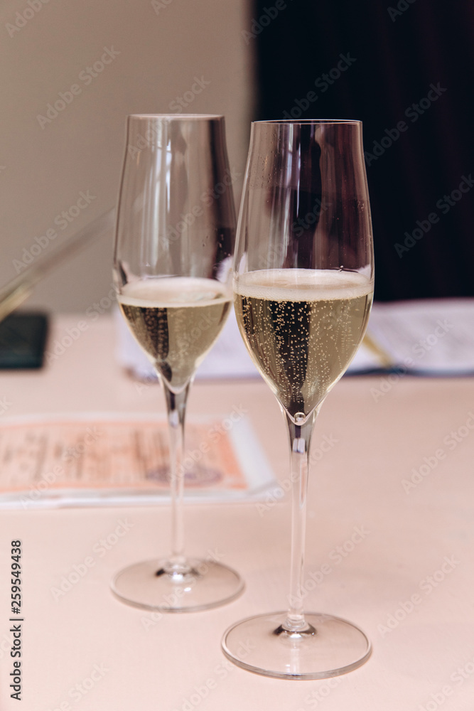 custom made wallpaper toronto digitalWedding table. Champagne in glasses. 