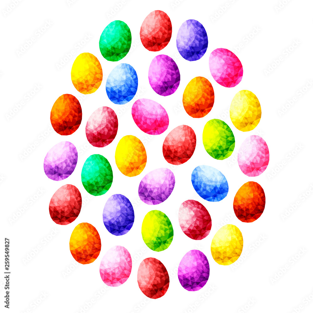 Set of colorful easter eggs in low poly style isolated on white background; Vector illustration Set of colorful easter eggs in low poly style isolated on white background; Vector illustration
