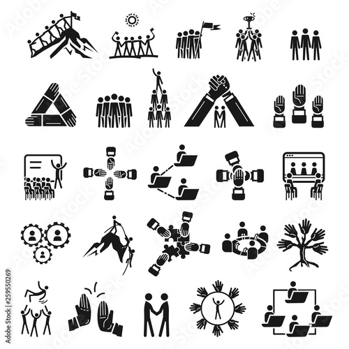 Cohesion icons set. Simple set of cohesion vector icons for web design on white background