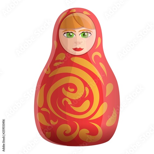 Floral nesting doll icon. Cartoon of floral nesting doll vector icon for web design isolated on white background
