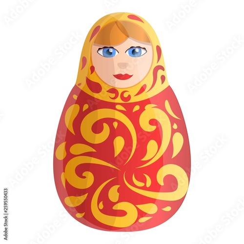 Wooden nesting doll icon. Cartoon of wooden nesting doll vector icon for web design isolated on white background