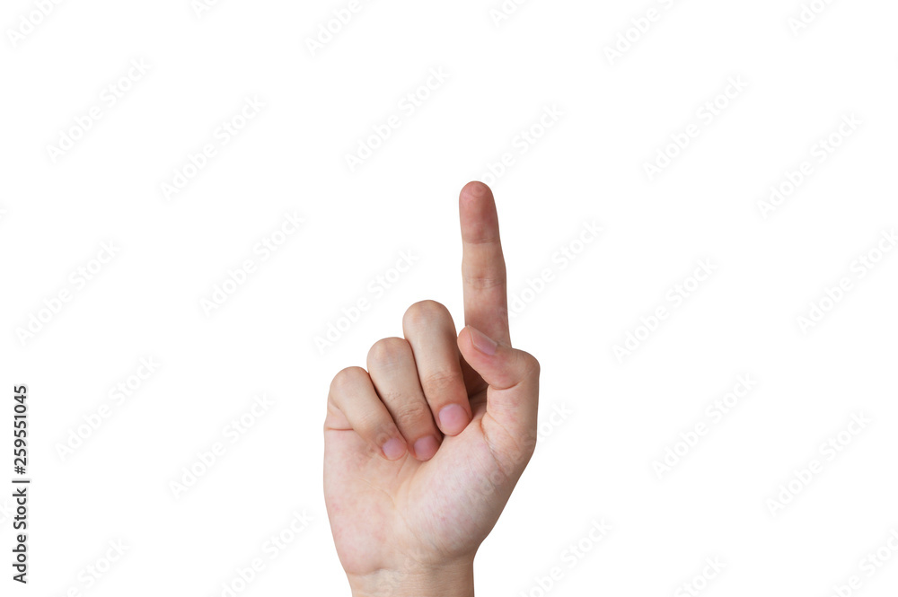 Male hand touching, pointing with clipping path Male hand touching, pointing with clipping path