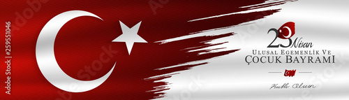 23 April, National Sovereignty and Children’s Day (23 nisan ulusal egemenlik ve cocuk bayrami) vector illustration to share on social media