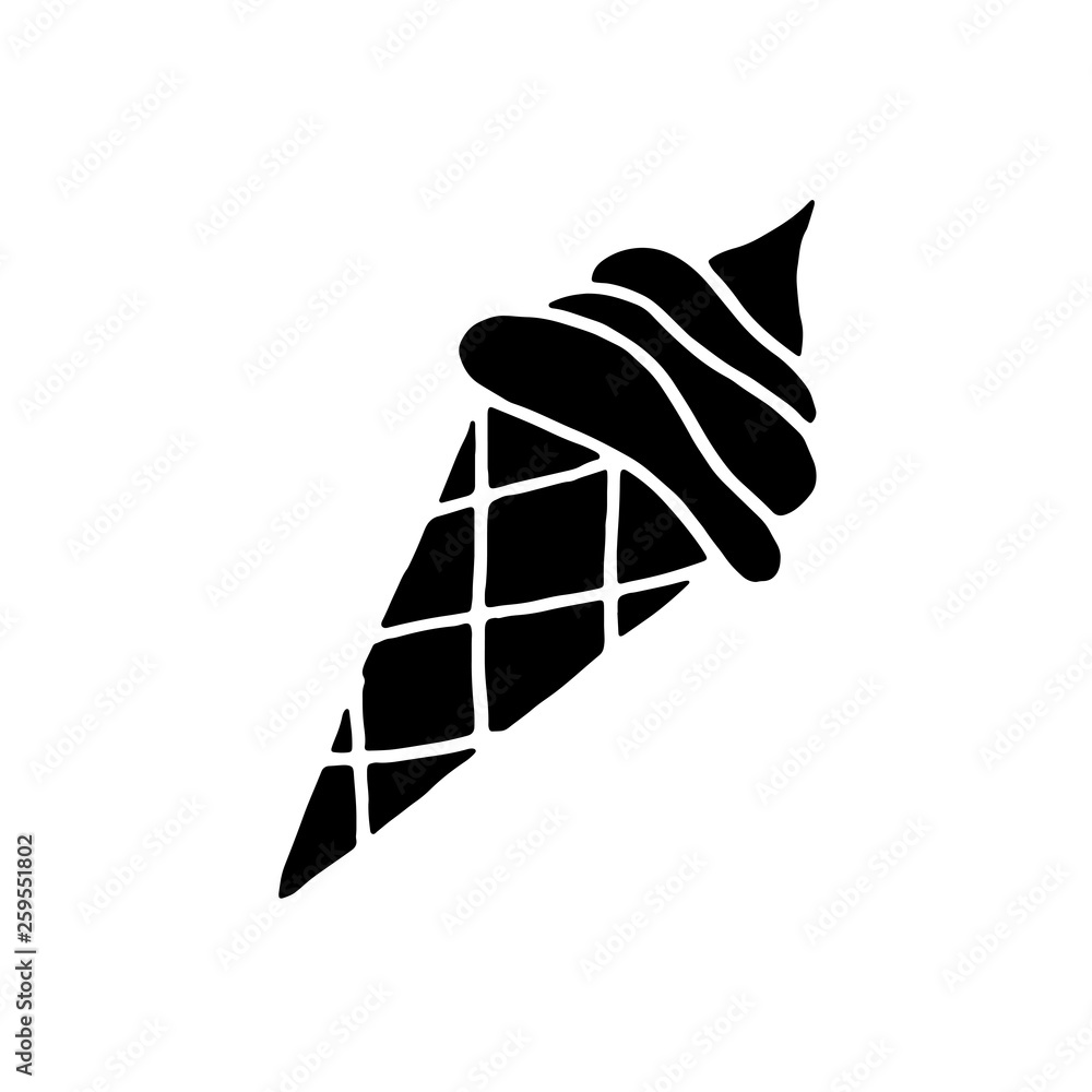 Cute cartoon hand drawn ice cream sign. Sweet vector black and white ice cream sign. Isolated monochrome doodle ice cream sign on white background. Cute cartoon hand drawn ice cream sign. Sweet vector black and white ice cream sign. Isolated monochrome doodle ice cream sign on white background.