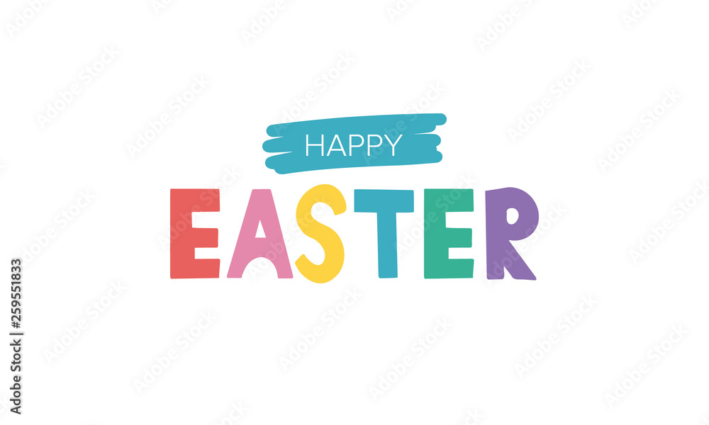 Happy Easter handwriting lettering. Style calligraphy for Easter Sunday and Monday. Design for holiday greeting card, invitation, poster, banner or background. Vector illustration Happy Easter handwriting lettering. Style calligraphy for Easter Sunday and Monday. Design for holiday greeting card, invitation, poster, banner or background. Vector illustration