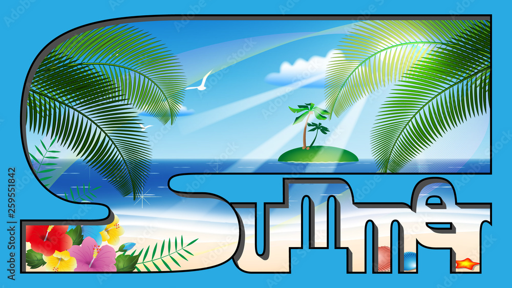 壁紙16x9 夏の海とハイビスカス Summer01 Stock ベクター Adobe Stock 壁紙16x9 夏の海とハイビスカス Summer01 Stock ベクター Adobe Stock