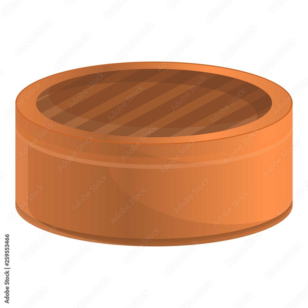 Bamboo steamer icon. Cartoon of bamboo steamer vector icon for web design isolated on white background Bamboo steamer icon. Cartoon of bamboo steamer vector icon for web design isolated on white background