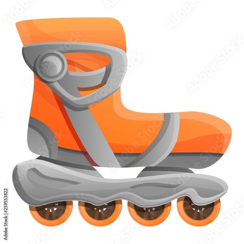 Orange inline skates icon. Cartoon of orange inline skates vector icon for web design isolated on white background