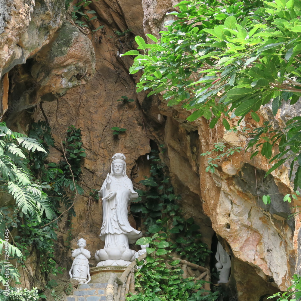ornate statues in the marble mountains of danang march 2019
